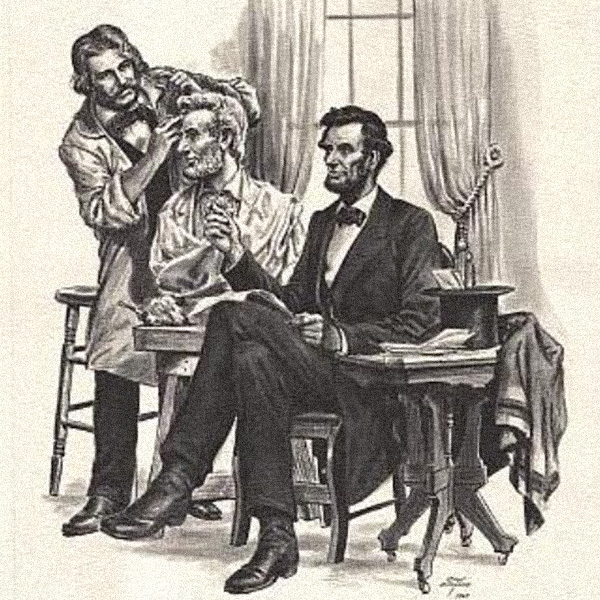 Lloyd Ostendorf’s 1968 drawing depicts Lincoln posing for sculptor Thomas D. Jones at the St. Nicholas Hotel in Springfield, Ill., in early 1861